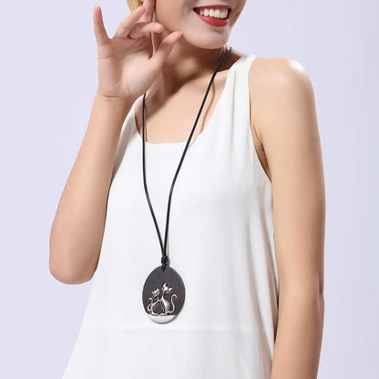 Hotsale Handmade Women Long Necklaces Jewelry Black Sandalwood Vintage Statement Necklace for Women
