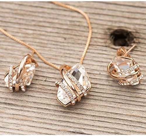 Wish Stone Pendant Necklace with Birthstone Crystal, 18K Rose Gold Plated/Silvertone, 18" + 2"