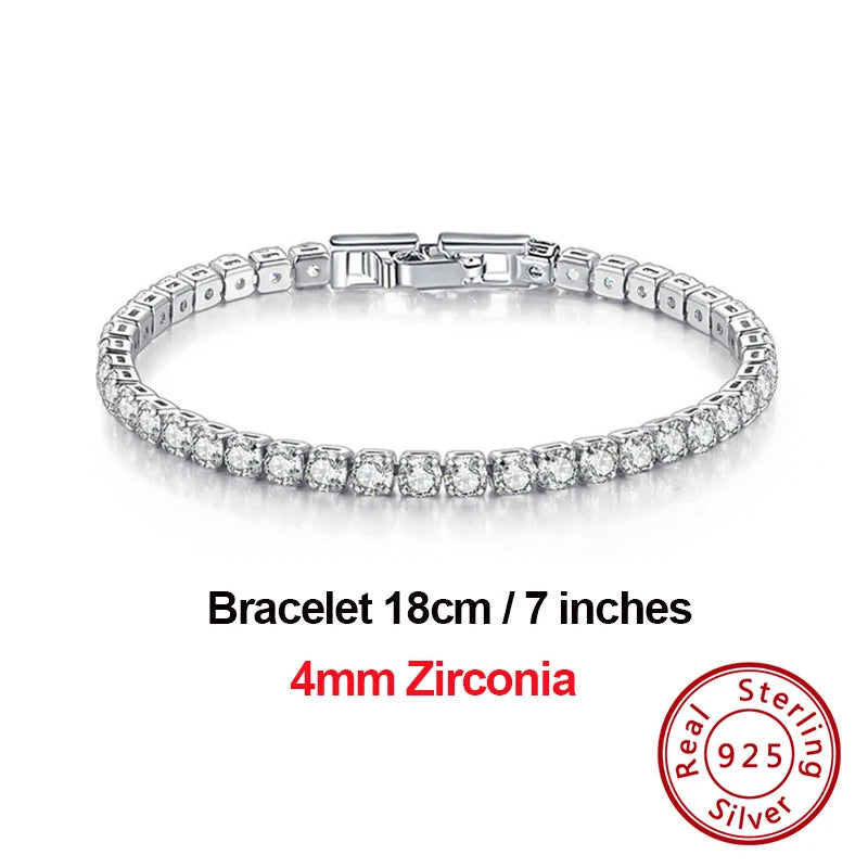 4Mm round Cut Tennis Bracelet in 925 Sterling Silver White Gold Woman Men Bracelets Bangle Jewelry Hand Chain SB94