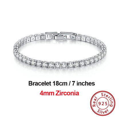 4Mm round Cut Tennis Bracelet in 925 Sterling Silver White Gold Woman Men Bracelets Bangle Jewelry Hand Chain SB94