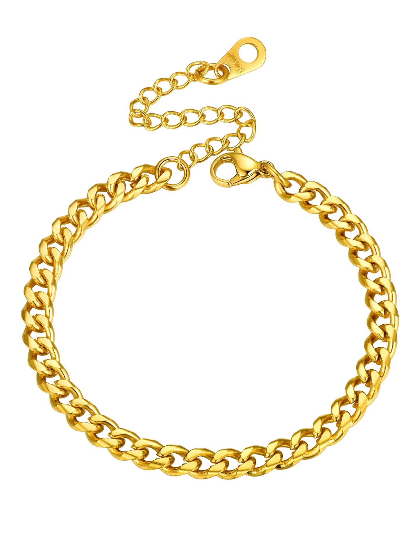 Cuban Chain Bracelet for Women Men 4.8MM Gold Plated Wrist Bracelet 6.3 Inch Trendy Jewelry