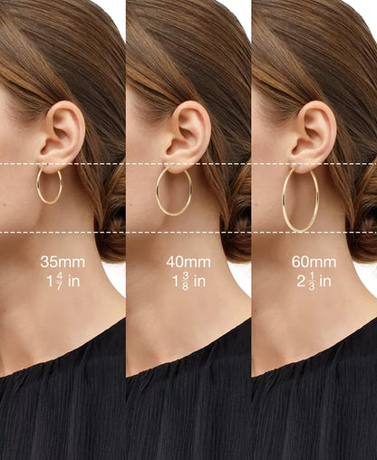Glitter Hoop Earrings in 14K Rose Gold, White Gold or Gold