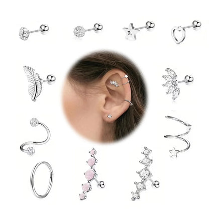 1Pc Cartilage Stainless Steel Piercing Jewelry 16G Earring Stud for Women Men Stylish Piercing Jewelry