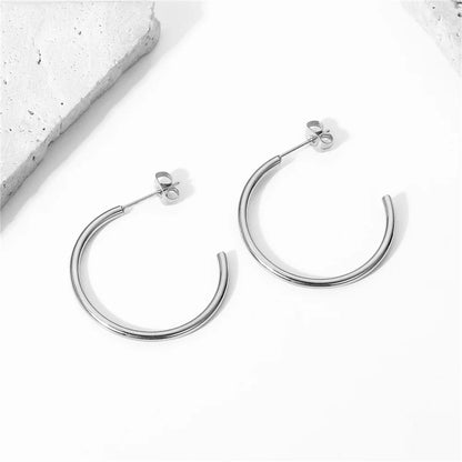 New Fashion round Circle Earrings Female Gold Silver Color Stainless Steel Stud Earrings for Women 2023 Trend Party Jewelry Gift