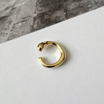 Solid Gold Color Earrings without Piercing Geometric round Ear Cuff Minimalist Cartilage Earrings Women Simple Jewelry