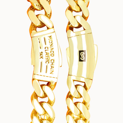 14K Real Yellow Gold Royal Monaco 5Mm Miami Cuban Link Bracelet (7"-9") Italian Jewelry for Men & Women
