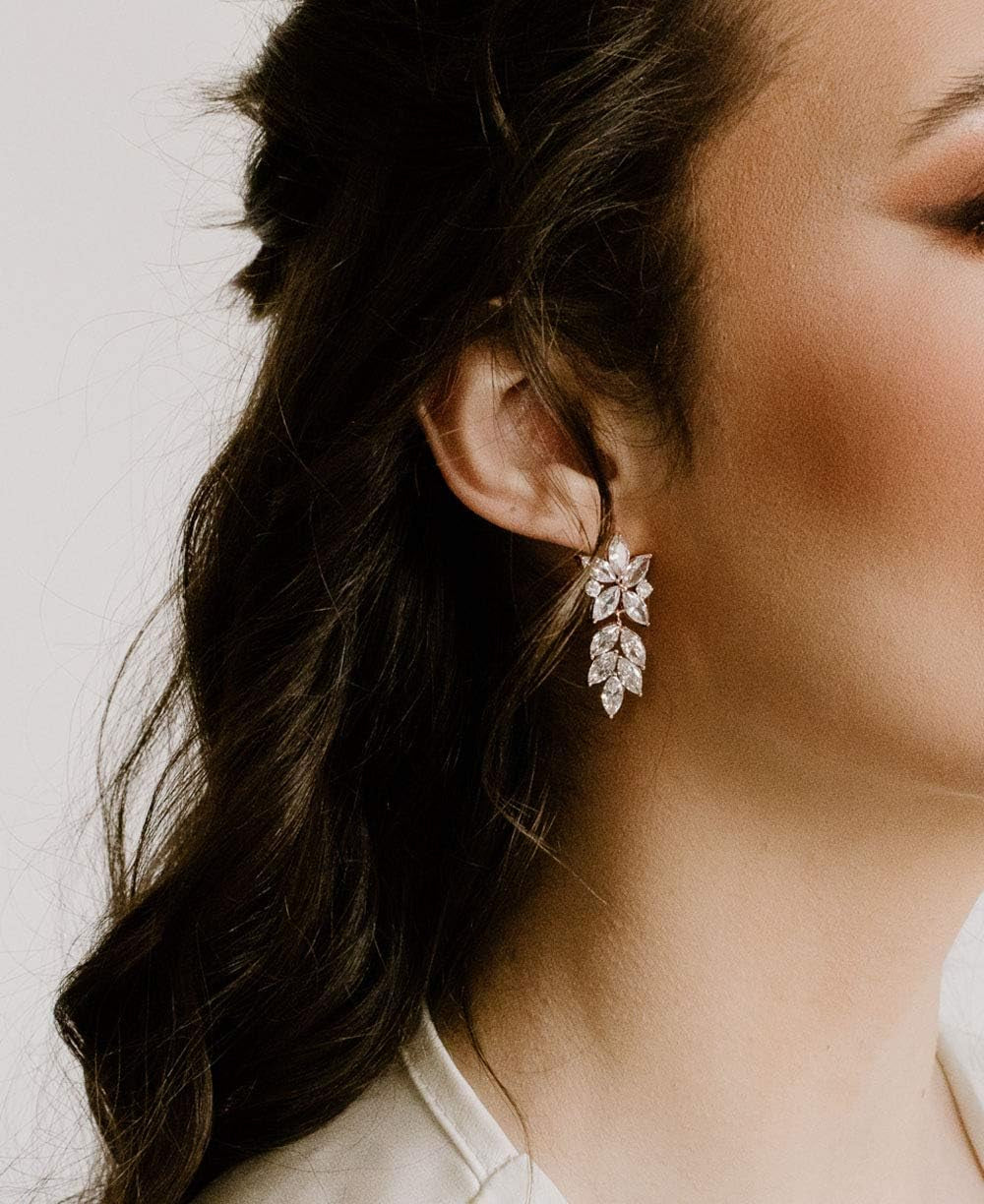 Marquise Wedding Earrings for Brides, Bridal Bridesmaid Earrings for Wedding, Cubic Zirconia Dangle Drop Earrings for Women