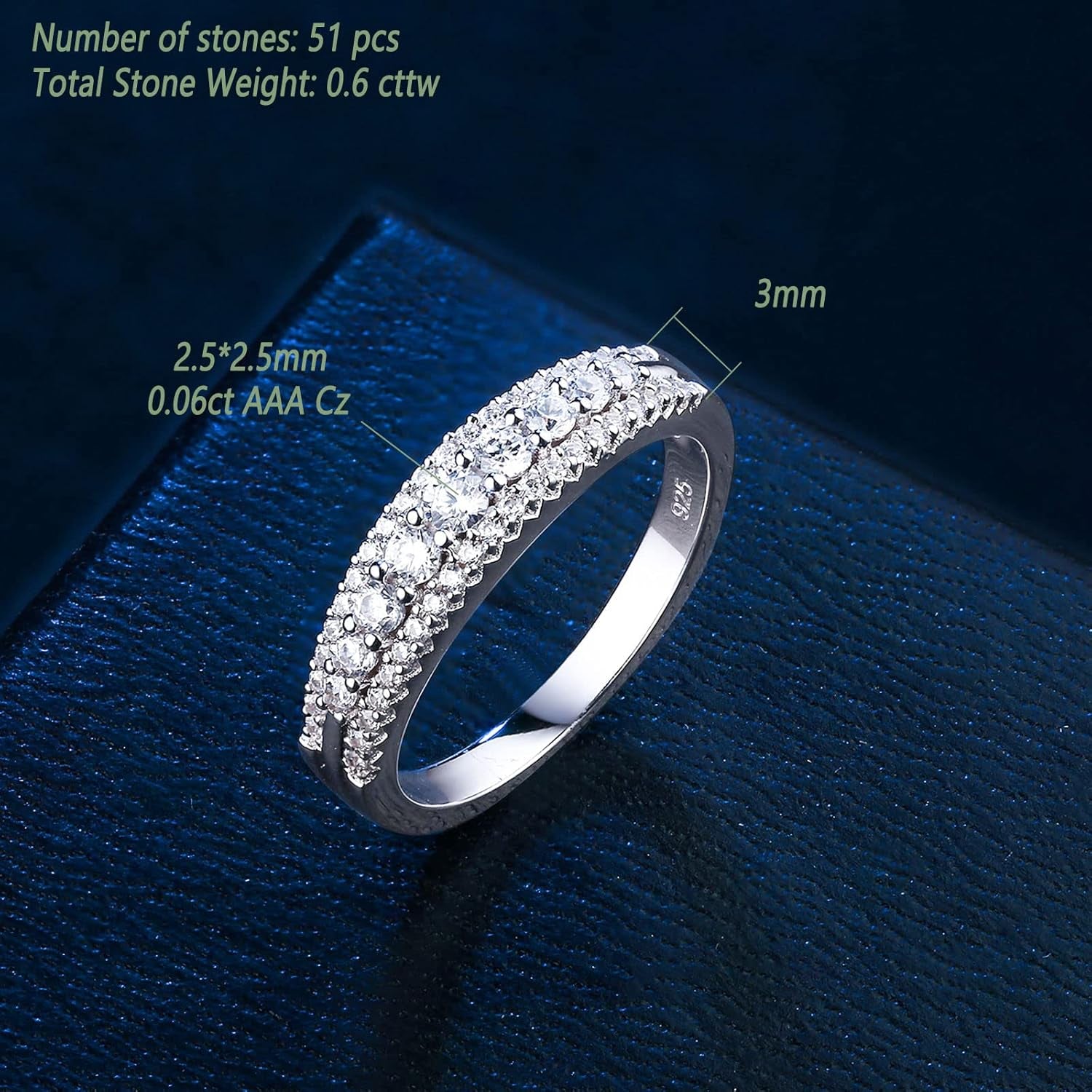 Anniversary Ring for Women Wedding Bands for Her 925 Sterling Silver Rings Eternity Promise Cubic Zirconia