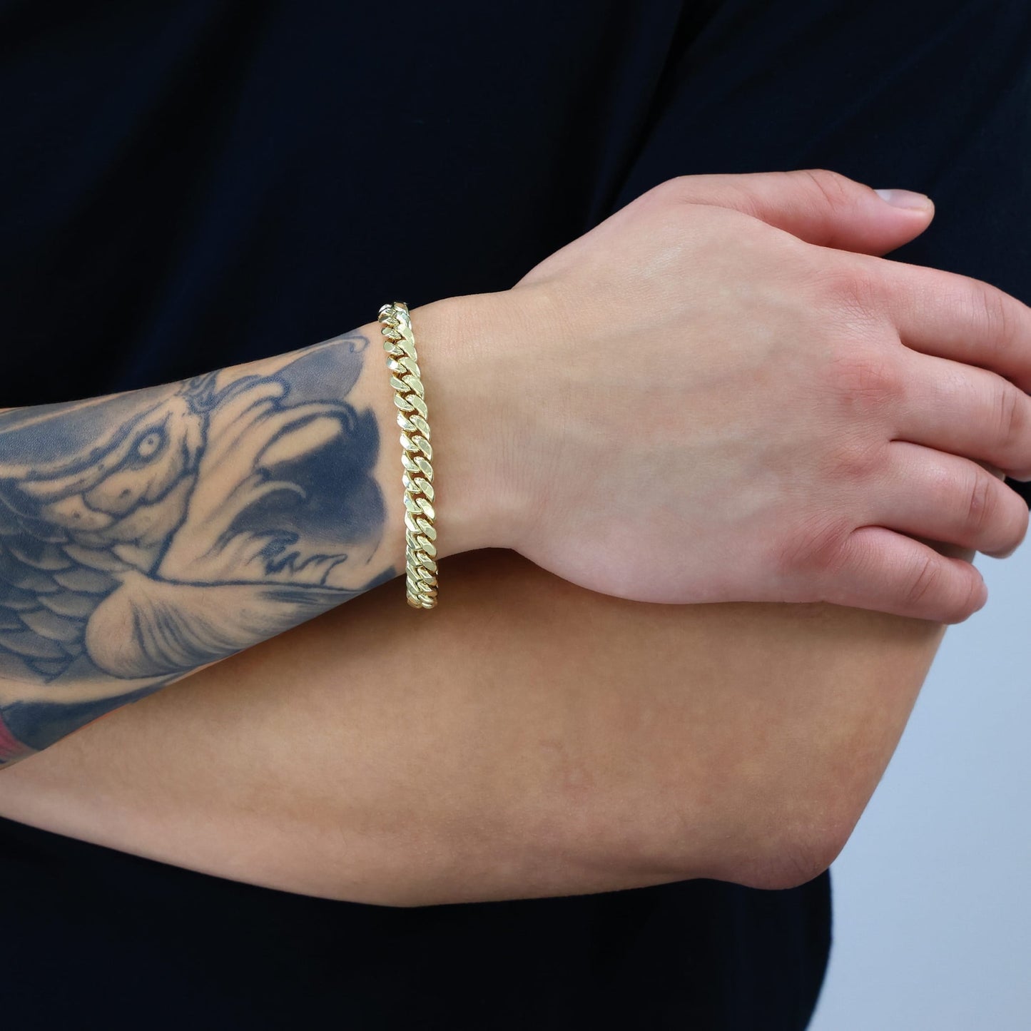 14K Real Yellow Gold Miami Cuban Link 7.5Mm Chain Bracelet (7"-9") Italian Jewelry for Men