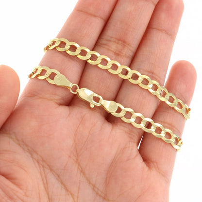 14K Real Yellow Gold Solid Cuban Curb Link 6Mm Chain Bracelet (7"-9") Italian Jewelry for Men & Women