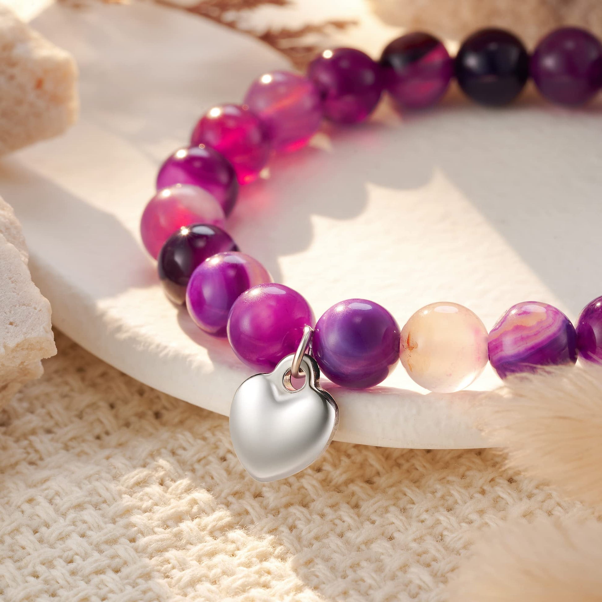Amethyst Stretch Bracelet, Purple, Healing Bracelet, 7 Inches, 8 Mm