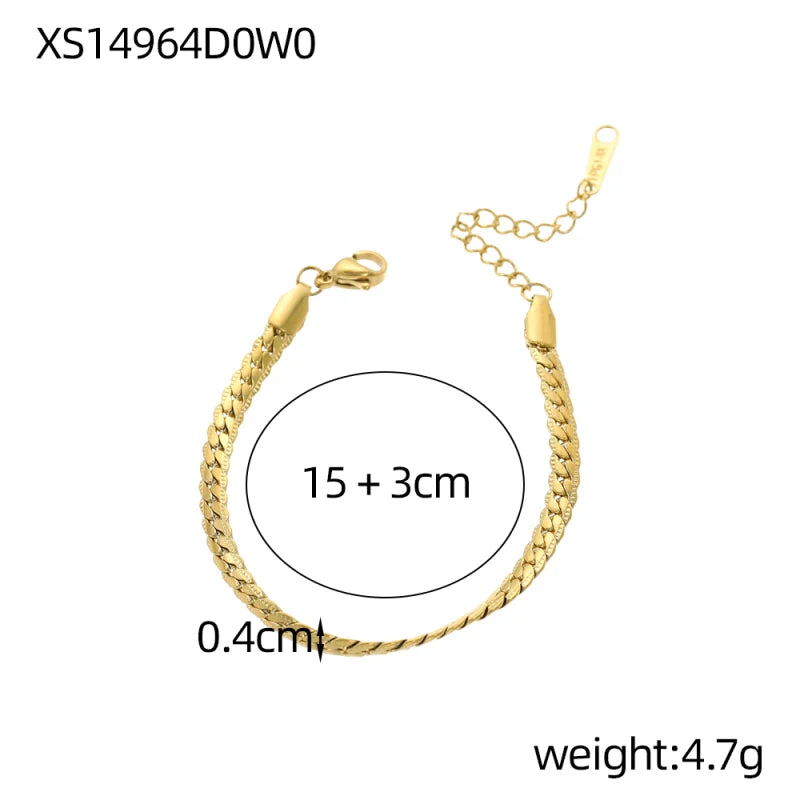 Popular Vintage Bracelet 18K Gold Plated Chain Stainless Steel Waterproof Handmade Disc round Bracelet for Women