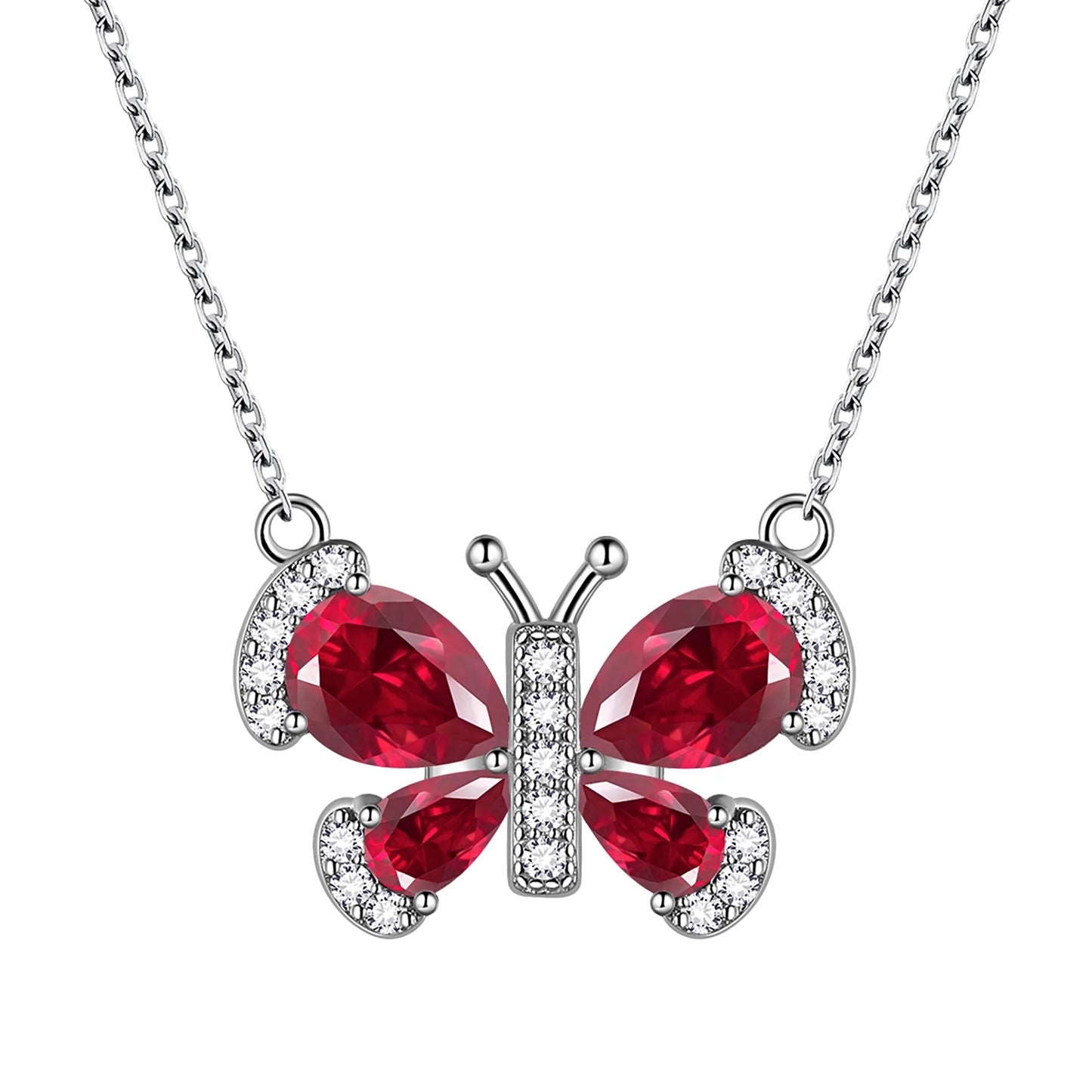 925 Sterling Silver Birthstone Necklace,Butterfly Pendant Necklace Fine Jewelry Anniversary Birthday Christmas Gifts for Women