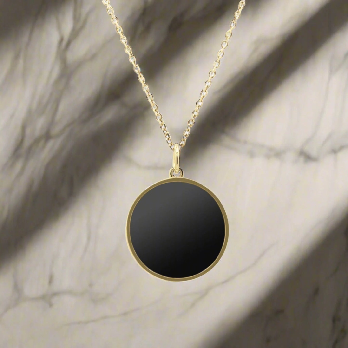 Black Diamond - Women’S 16MM Pendant Necklace - 14K Yellow Gold -  Black Diamond