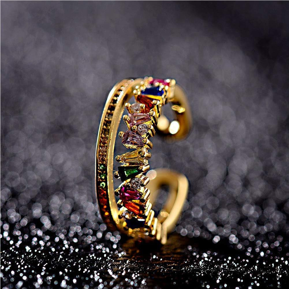 Gold-Plated Butterfly Rings - Vintage Snake Statement Rings with Cubic Zirconia for Women Adjustable Open Rings