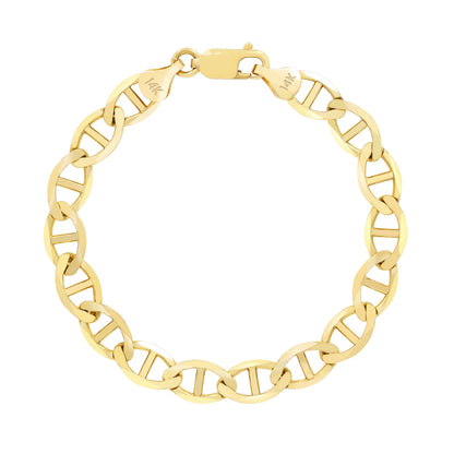 14K Real Yellow Gold Solid Mariner 6Mm Chain Anchor Link Bracelet (7"-9") Italian Jewelry for Men
