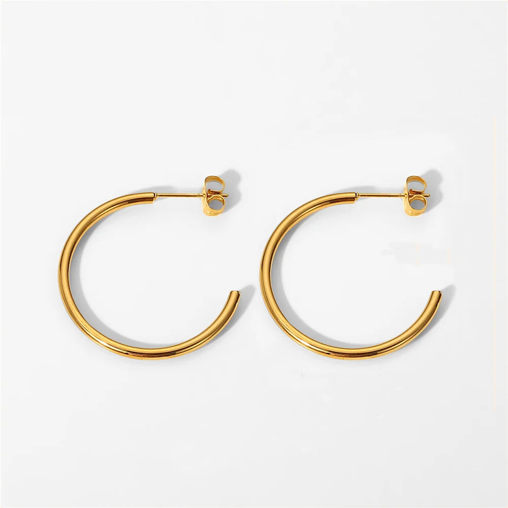New Fashion round Circle Earrings Female Gold Silver Color Stainless Steel Stud Earrings for Women 2023 Trend Party Jewelry Gift