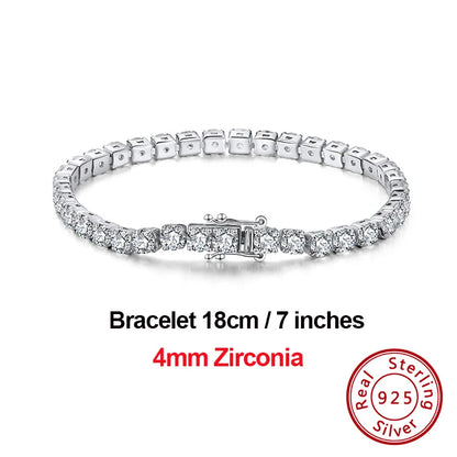 4Mm round Cut Tennis Bracelet in 925 Sterling Silver White Gold Woman Men Bracelets Bangle Jewelry Hand Chain SB94