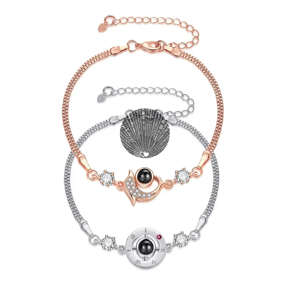 100 Languages I Love You Bracelet Heart Wedding Romantic I Love You Projection Bracelets for Women Lady Girl Friend Gifts