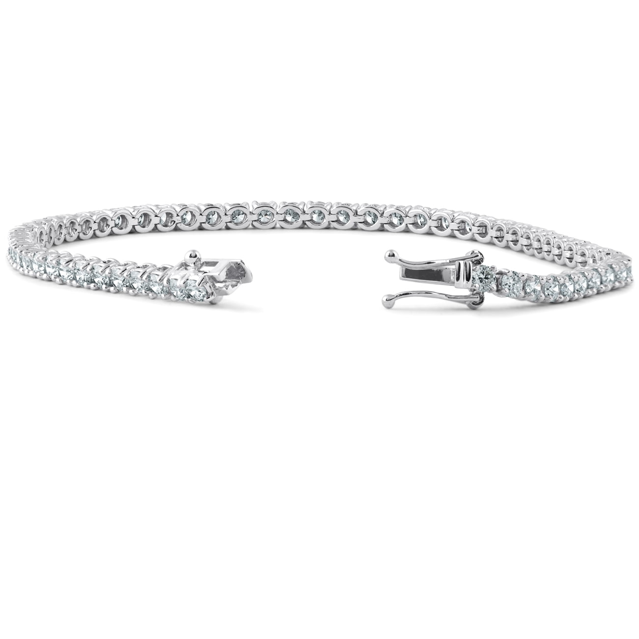 Pompeii 14K White, Rose, or Yellow Gold round Diamond Tennis Bracelet 5Cttw 7" Women'S