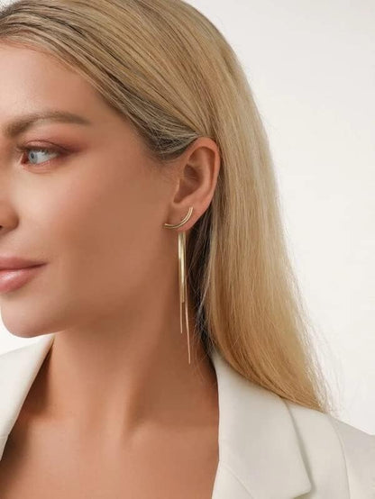 Gold Long Tassel Earrings for Women