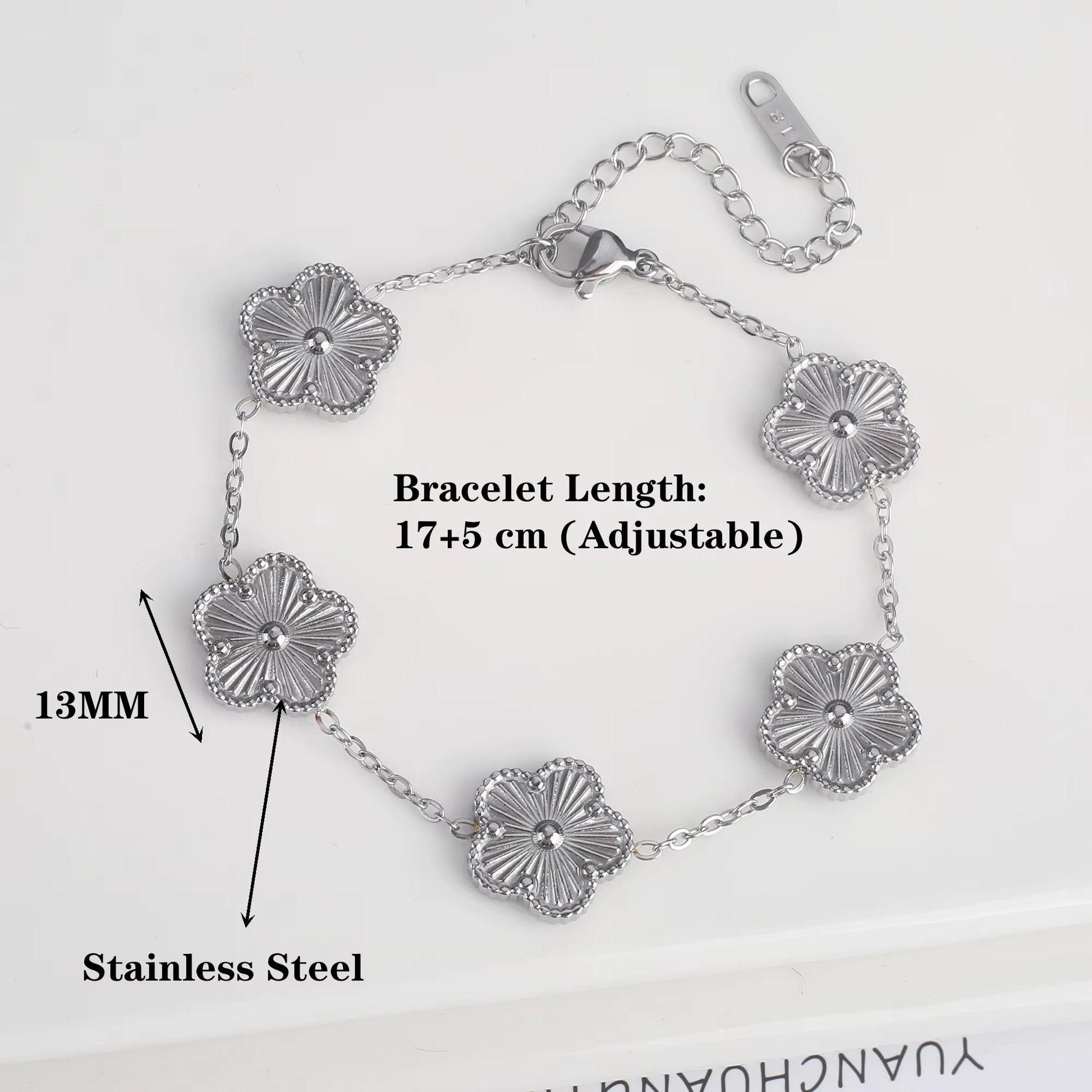 Trend Clover Bracelet for Women Girls 14K Gold Plated Stainless Steel Five Leaf Flower Dainty Lucky Link Bracelets Party Jewelry