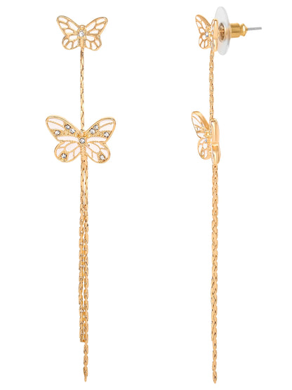 Women'S Fashion Butterfly Gold Tone Metal Drop Earring