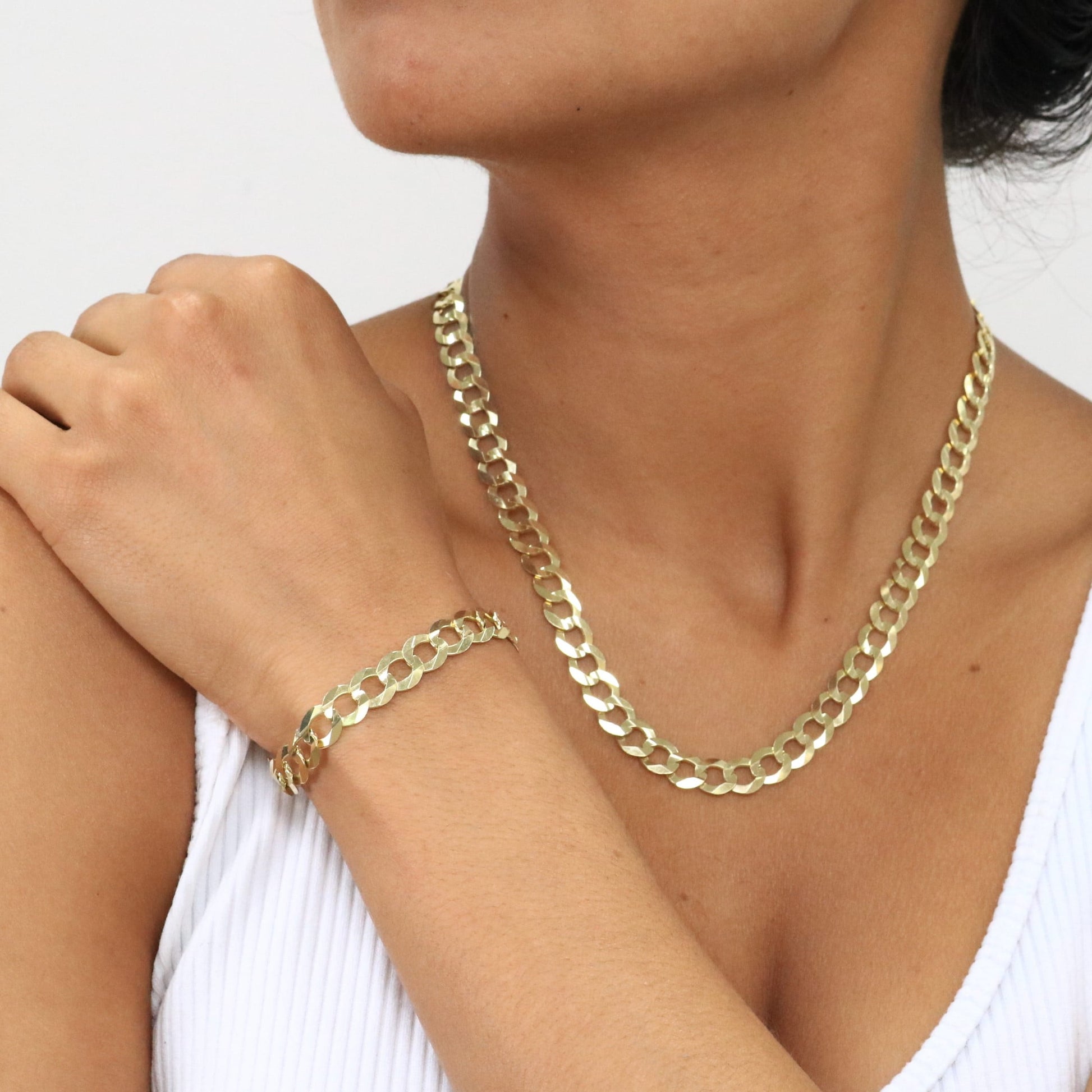 14K Real Yellow Gold Solid Cuban Curb Link 8Mm Chain Bracelet (7"-9") Italian Jewelry for Men