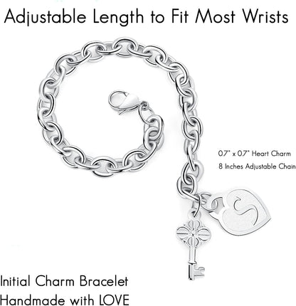 Initial Charm Bracelets for Girls Women Stainless Steel A-Z Bracelet Personalized Gifts Birthday Graduation Easter Stocking Stuffers for Teens Girls Jewelry (Various Design)