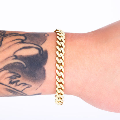 14K Real Yellow Gold Royal Monaco 7.5Mm Miami Cuban Link Bracelet (7"-9") Italian Jewelry for Men & Women