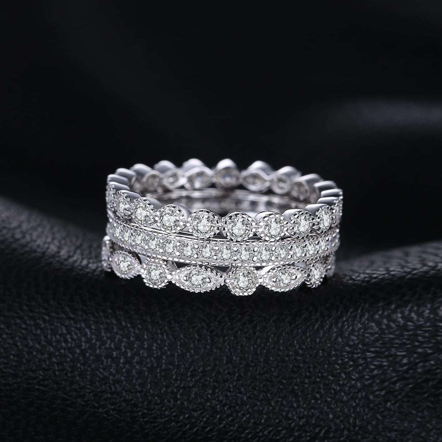 14K Gold Plated 925 Sterling Silver Rings for Women, Cubic Zirconia Promise Rings for Her, Stackable Wedding Bands Rings for Women Set Size 4-12