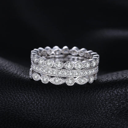 14K Gold Plated 925 Sterling Silver Rings for Women, Cubic Zirconia Promise Rings for Her, Stackable Wedding Bands Rings for Women Set Size 4-12