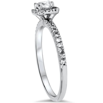 Pompeii 5/8 Carat Cushion Halo Diamond Engagement Wedding Ring Set White Gold (H/I,I2-I3)