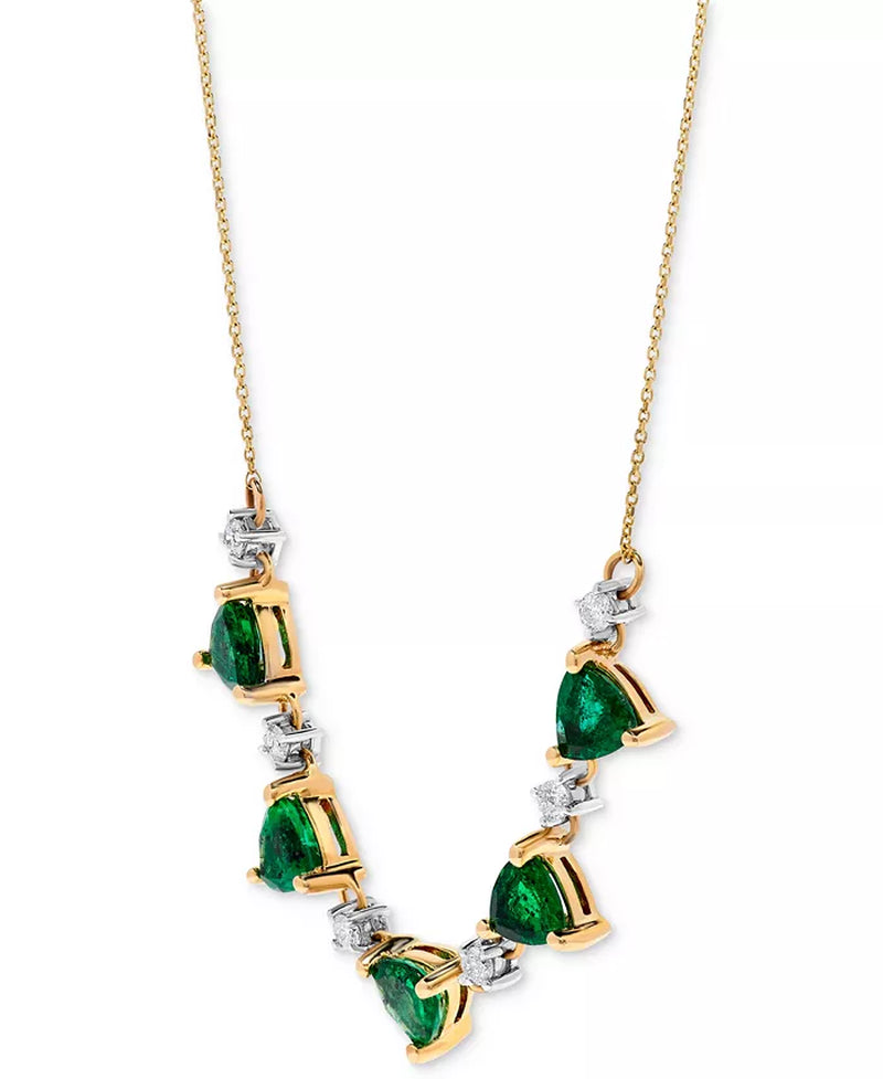 Emerald (2-1/2 Ct. T.W.) & Diamond (1/5 Ct. T.W.) 16" Statement Necklace in 14K Gold