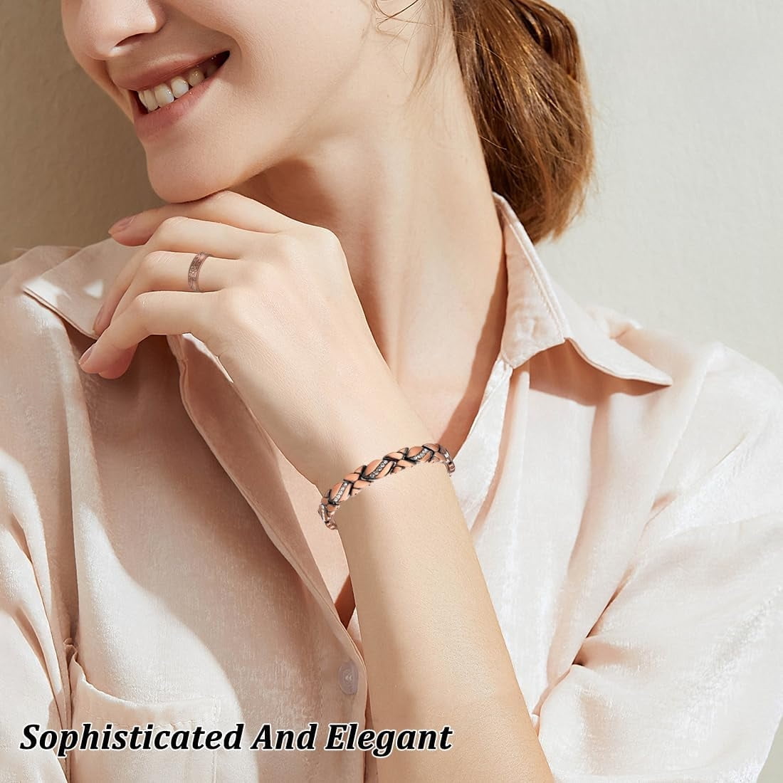 Magnetic Cooper Bracelets for Women,Gifts for Mom or Wife (6.8 In)