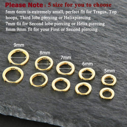 925 Sterling Silver Small Gold Hoop Earrings for Women Girls 14K Gold Huggie Earrings Tiny Hypoallergenic Cartilage Earrings Hoops