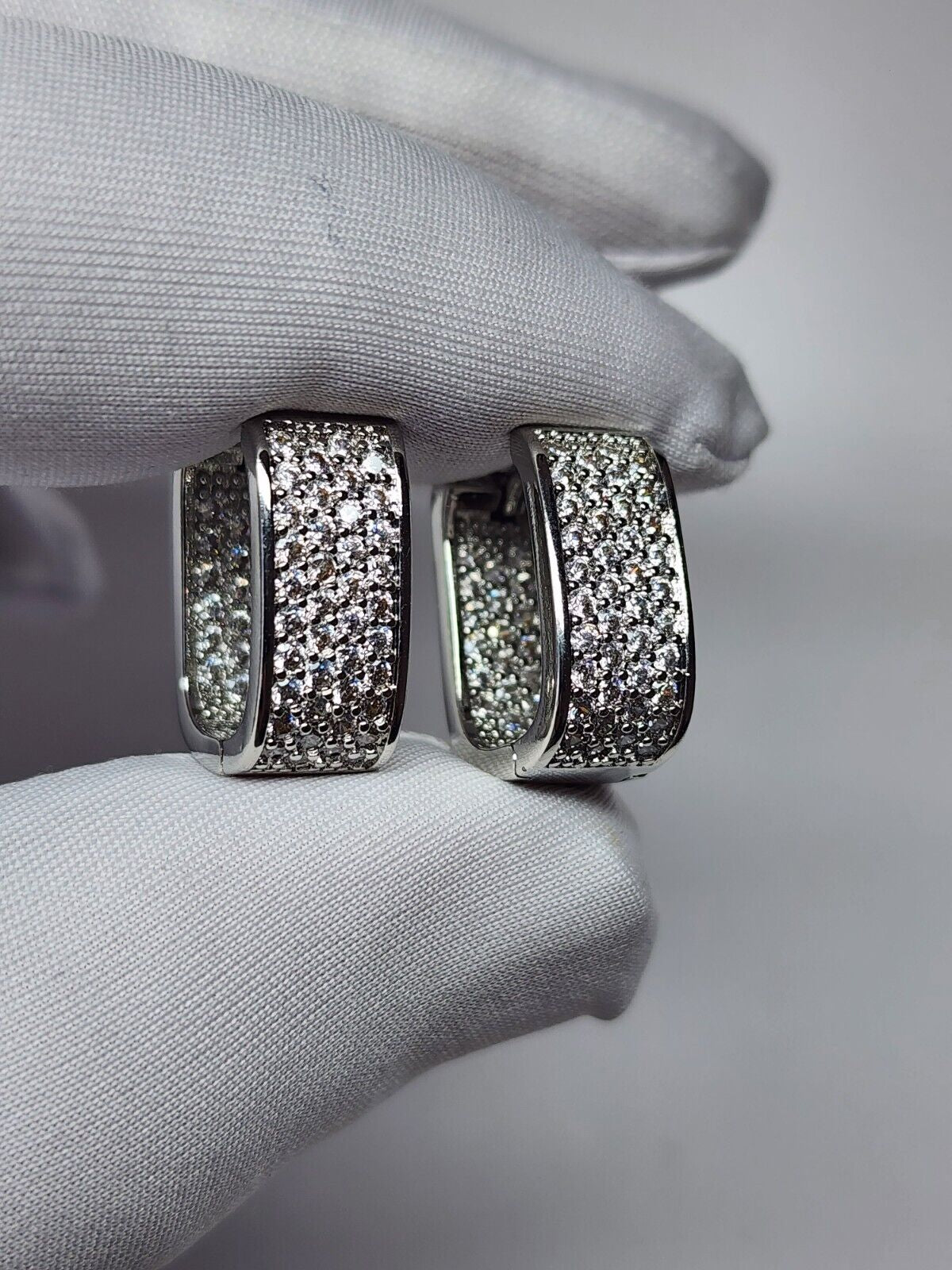 Gold Silver Plated Hoop Earrings with Cubic Zirconia Hip Hop Jewelry Unisex, Men