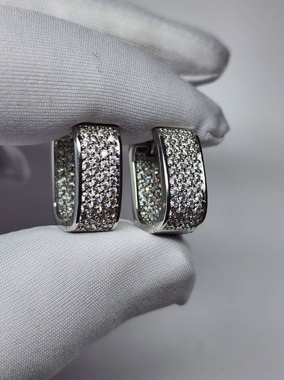 Gold Silver Plated Hoop Earrings with Cubic Zirconia Hip Hop Jewelry Unisex, Men