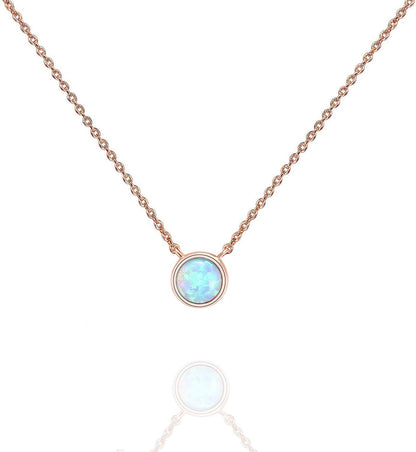14K Gold Plated Opal Pendant Necklaces for Women | Created Opal Cubic Zirconia Dainty Necklace | Butterfly round Triangle Antler Bar Pendants
