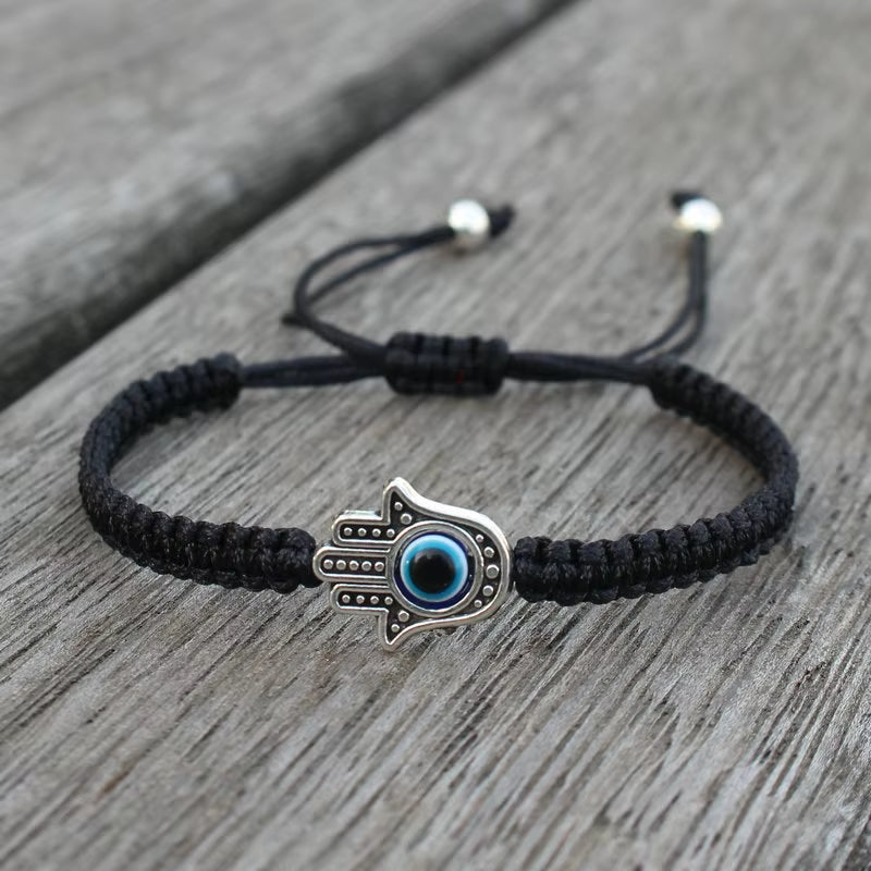 Pulseras Hombre Weaved Men'S Fatima Hamsa Hand Bracelet Man Braided Turkish Evil Eye Bracelets for Men Women Spiritual Jewelry