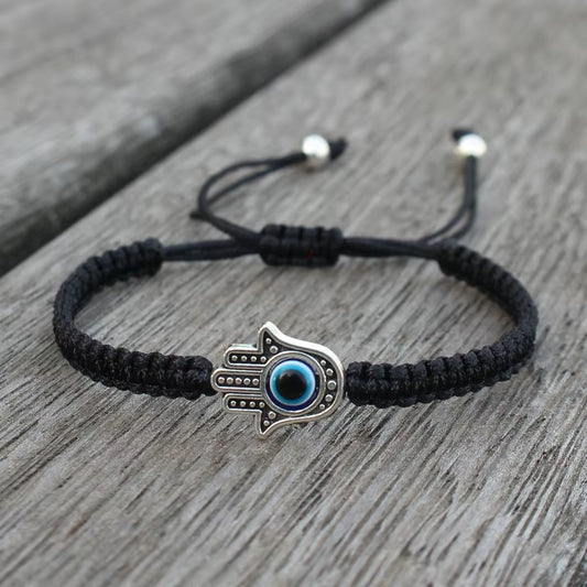 Pulseras Hombre Weaved Men'S Fatima Hamsa Hand Bracelet Man Braided Turkish Evil Eye Bracelets for Men Women Spiritual Jewelry