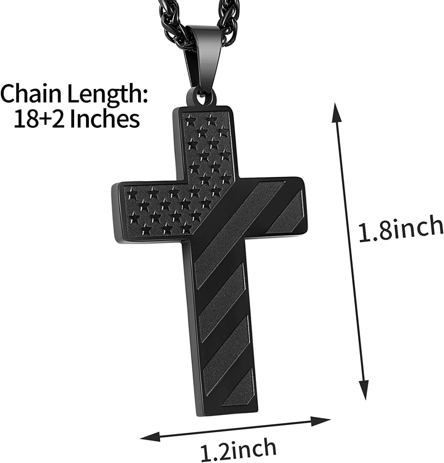 Black Cross Necklaces for Men Boys American Flag Pendant Chain Catholic Christian Religious Graduation 4Th of July Birthday Jewelry Gifts Ideas Dad Husband Tween Son Boyfriend Teen Kids Age