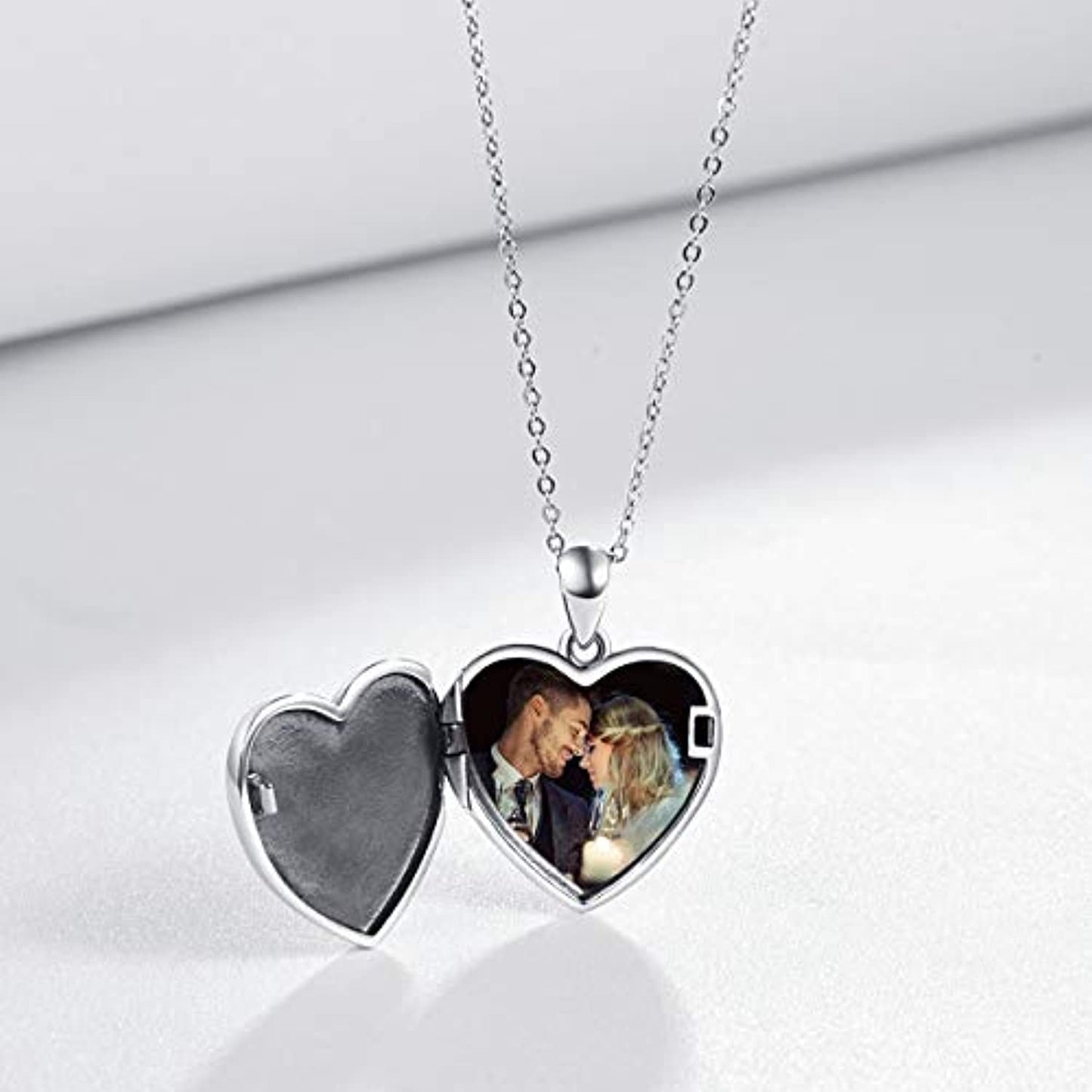 Heart Locket Necklace Solid 925 Sterling Silver Memorial Necklaces Locket Jewelry Gifts for Women Mother Grandma Family