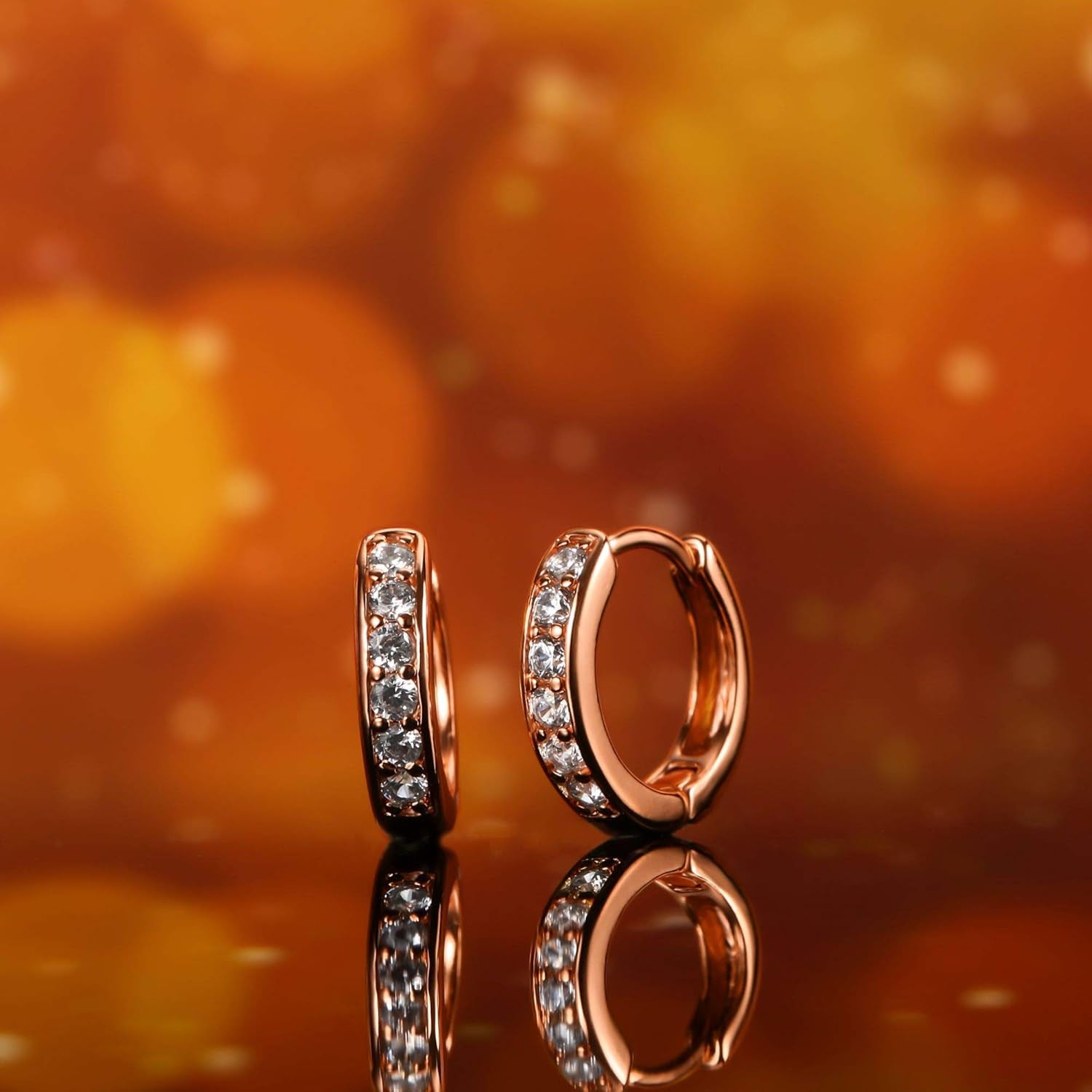 18K Gold Plated Cubic Zirconia Huggie Cuff Earrings for Women