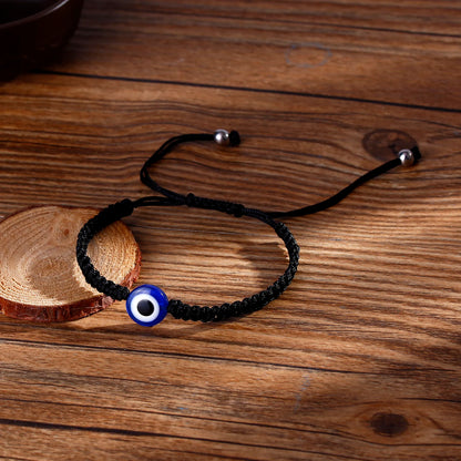 2PCS Blue Evil Eye Couple Bracelet Sets for Woman Men Charm Palm Resin Bead Rope Chain Lucky Bracelets Friendship Jewelry Gift