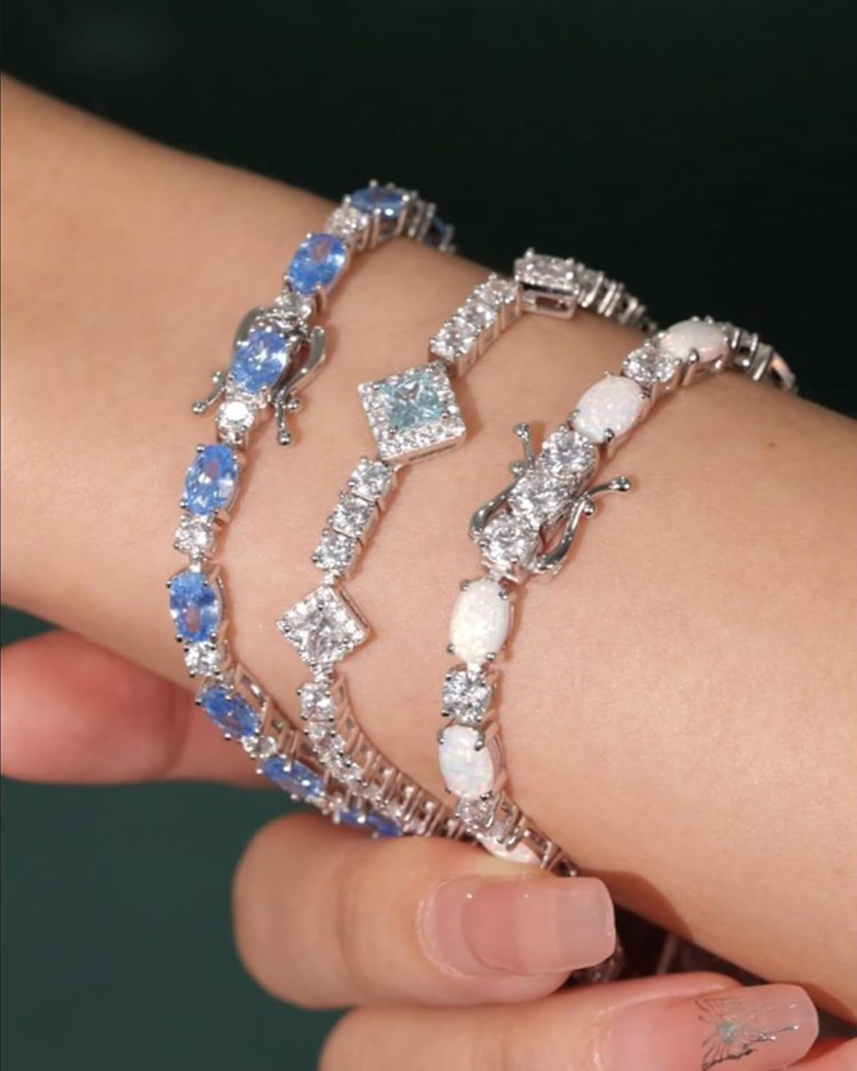 Birthstone Bracelets Sterling Silver Tennis Bracelets Charm Fine Jewelry Birthday Gifts for Women 7"