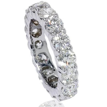 Pompeii 5Ct Prong Diamond Eternity Ring 14K White Gold Wedding Band (I-J,I2)