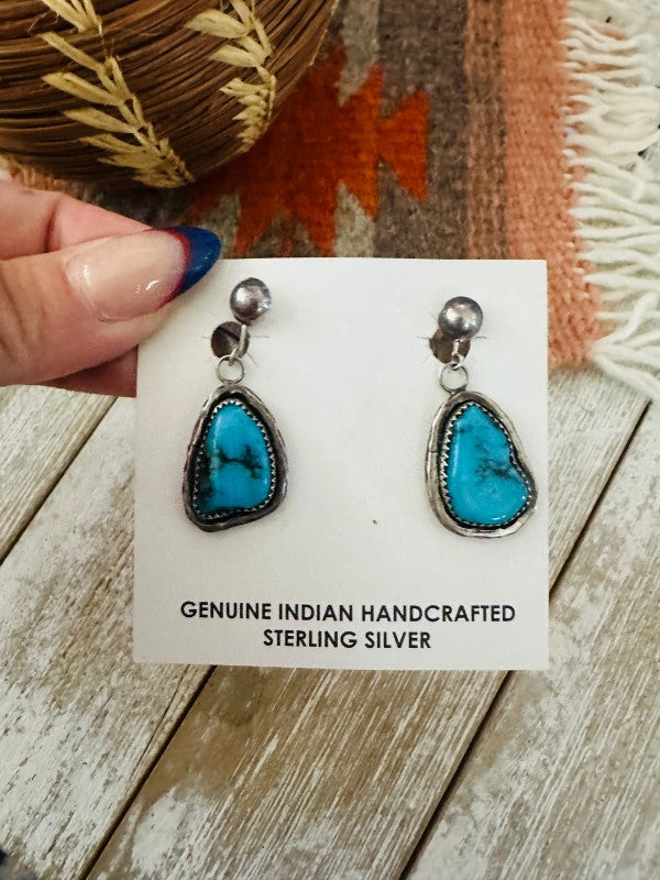Navajo Sterling Silver & Turquoise Dangle Earrings
