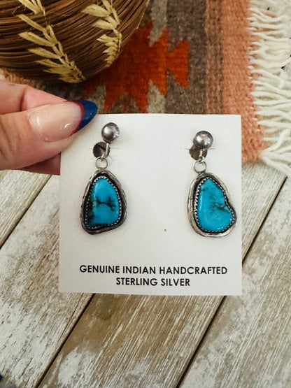 Navajo Sterling Silver & Turquoise Dangle Earrings