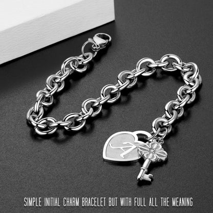 Initial Charm Bracelets for Girls Women Stainless Steel A-Z Bracelet Personalized Gifts Birthday Graduation Easter Stocking Stuffers for Teens Girls Jewelry (Various Design)